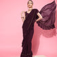 Ahalyaa Ruffled Poly Georgette Saree | Swadesiicart