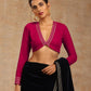trueBrowns Rani Pink Velvet Embroidered Blouse | Swadesiicart