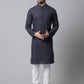 Even Apparels Blue Pure Cotton Kurta With Band Collar | Swadesiicart