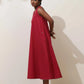 trueBrowns Maroon Cotton Linen Dress | Swadesiicart