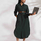 trueBrowns Green Cotton Shirt Dress | Swadesiicart