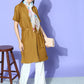 InWeave Women's Camel Brown Cream Pant Coord Set With White Butterfly Scarf - Swadesiicart