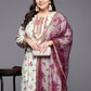Ahalyaa Plus Size Floral Printed Zari Kurta with Palazzos & With Dupatta | Swadesiicart