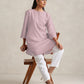 trueBrowns Pink Cotton Blend Short Kurta | Swadesiicart