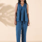 trueBrowns Blue Cotton Dobby Flared Co-ord Set - Swadesiicart