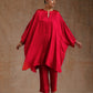 trueBrowns Red Modal Satin Oversized Round Co-Ord Set - Swadesiicart