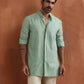 trueBrowns Men's Green Cotton Dobby Front Open Short Kurta | Swadesiicart