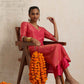 trueBrowns Hot Pink Tissue Straight Kurta Set | Swadesiicart