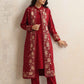 trueBrowns Red Kashmiri Woollen Jacket 3pc Set | Swadesiicart