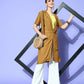 InWeave Women's Camel Brown Cream Pant Coord Set With Lime Green Crop Top - Swadesiicart