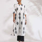 trueBrowns White Cotton Print Pleated Kurta Set | Swadesiicart