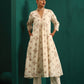 trueBrowns Ivory Peach Cotton Front Gathered Kurta Pant Set | Swadesiicart
