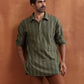 trueBrowns Men's Olive Green Cotton Dobby Short Kurta | Swadesiicart