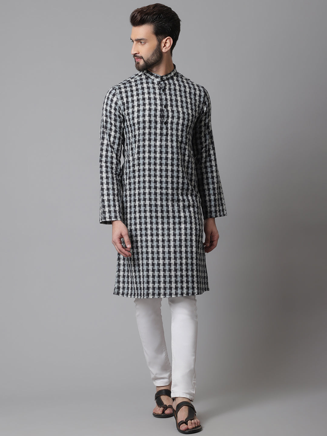 Even Apparels Multi Pure Cotton Kurta With Band Collar | Swadesiicart