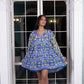 Noroke Cupro Muslin Blue Pottery Tunic Dress | Swadesiicart