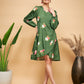InWeave Women's Green Small Flower Belted Dress - Swadesiicart