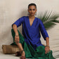 trueBrowns Blue Silk Kurta Set | Swadesiicart