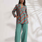 trueBrowns Green Cotton Print Jacket Top Co-ord Set - Swadesiicart