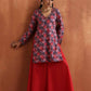trueBrowns Pink Print Sharara Set | Swadesiicart