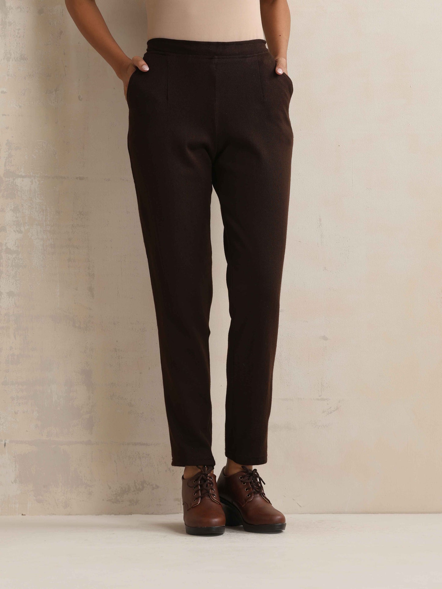 trueBrowns Brown Woollen Pants | Swadesiicart