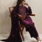 trueBrowns Purple Velvet Floral Embroidered Kurta Pant Dupatta Set | Swadesiicart