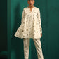 trueBrowns Ivory Blue Floral Cotton Flared Co-ord Set - Swadesiicart