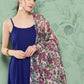 InWeave Women's Ink Blue Strappy Set W White Pink Or Duptta - Swadesiicart