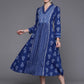 Ahalyaa Floral Print Midi Pure Cotton Ethnic Dress with Lace Inserts Detail | Swadesiicart