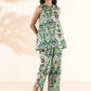trueBrowns Green Cotton Ikat Sleeveless Co-ord Set - Swadesiicart