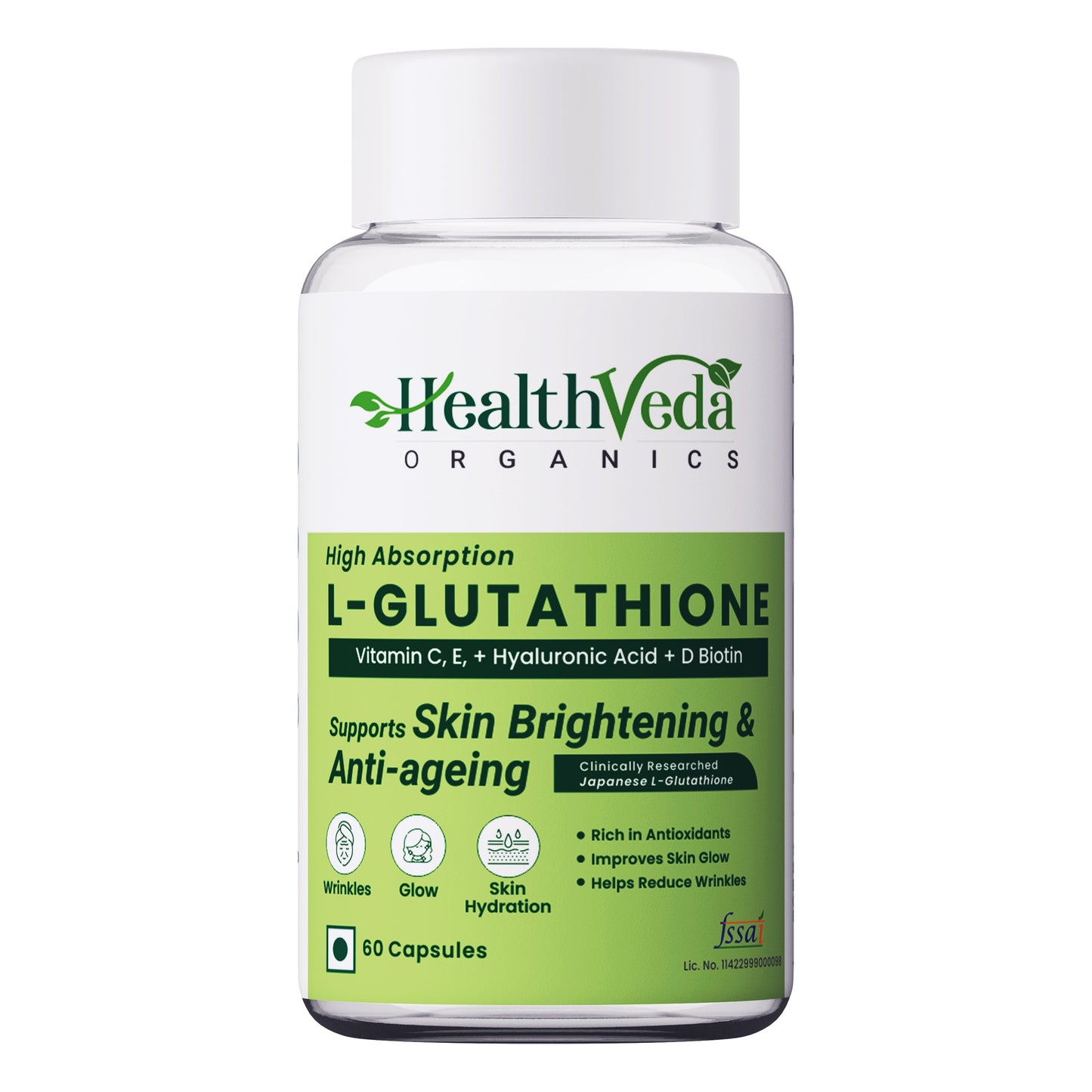 Health Veda Organics L-Glutathione Capsules - Swadesiicart