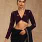 trueBrowns Wine Velvet Embroidered Blouse | Swadesiicart