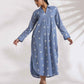 trueBrowns Blue Cotton Floral Embroidered Dress | Swadesiicart