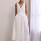 trueBrowns White Slub Texture Sleeveless Wrap Dress | Swadesiicart