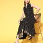 Ahalyaa Black Georgette Ethnic Motifs Printed Shirt-Collar Midi Fit & Flare Ethnic Dress | Swadesiicart