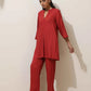 trueBrowns Maroon Viscose Solid Co-ord Set - Swadesiicart