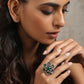 trueBrowns Silver Gold Tone Petal Ring | Swadesiicart