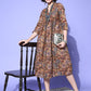 InWeave Women's Ochre Mustard Kalamkari Print Dress - Swadesiicart