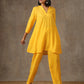 trueBrowns Yellow Bandhani Flare Printed Silk Co-Ord Set | Relove - Swadesiicart