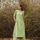 trueBrowns Green Cotton Dobby Embroidered Kurta Set | Swadesiicart