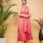 InWeave Women's Red Lurex Short Pallazo Kurta Set - Swadesiicart