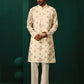 trueBrowns Men's Ivory Peach Cotton Kurta | Swadesiicart