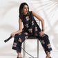trueBrowns Black Cotton Print Top & Flared Pants Co-ord Set - Swadesiicart
