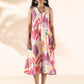 trueBrowns Pink Cotton Ikat Sleeveless Dress | Swadesiicart