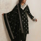 trueBrowns Green Velvet Floral Embroidered Kurta Pant Dupatta Set | Swadesiicart