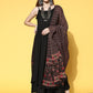 InWeave Women's Strappy Set With Black Pink Ethnic Print Cotton Dupatta - Swadesiicart