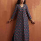 trueBrowns Black Floral Print A-line Kurta Set | Swadesiicart