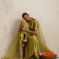 trueBrowns Green Silk Sharara Dupatta Set | Swadesiicart