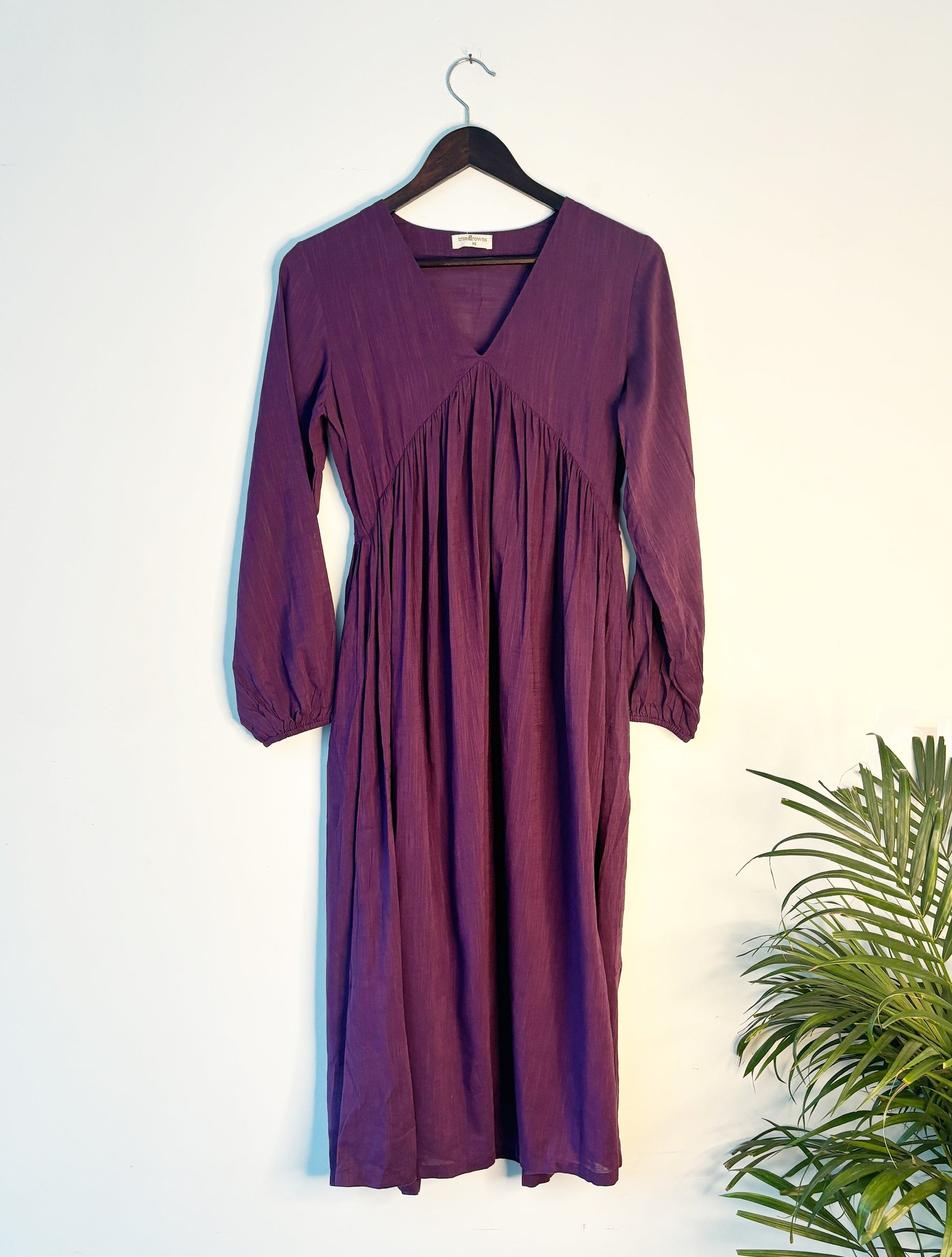 trueBrowns Purple Slub Dress | Swadesiicart