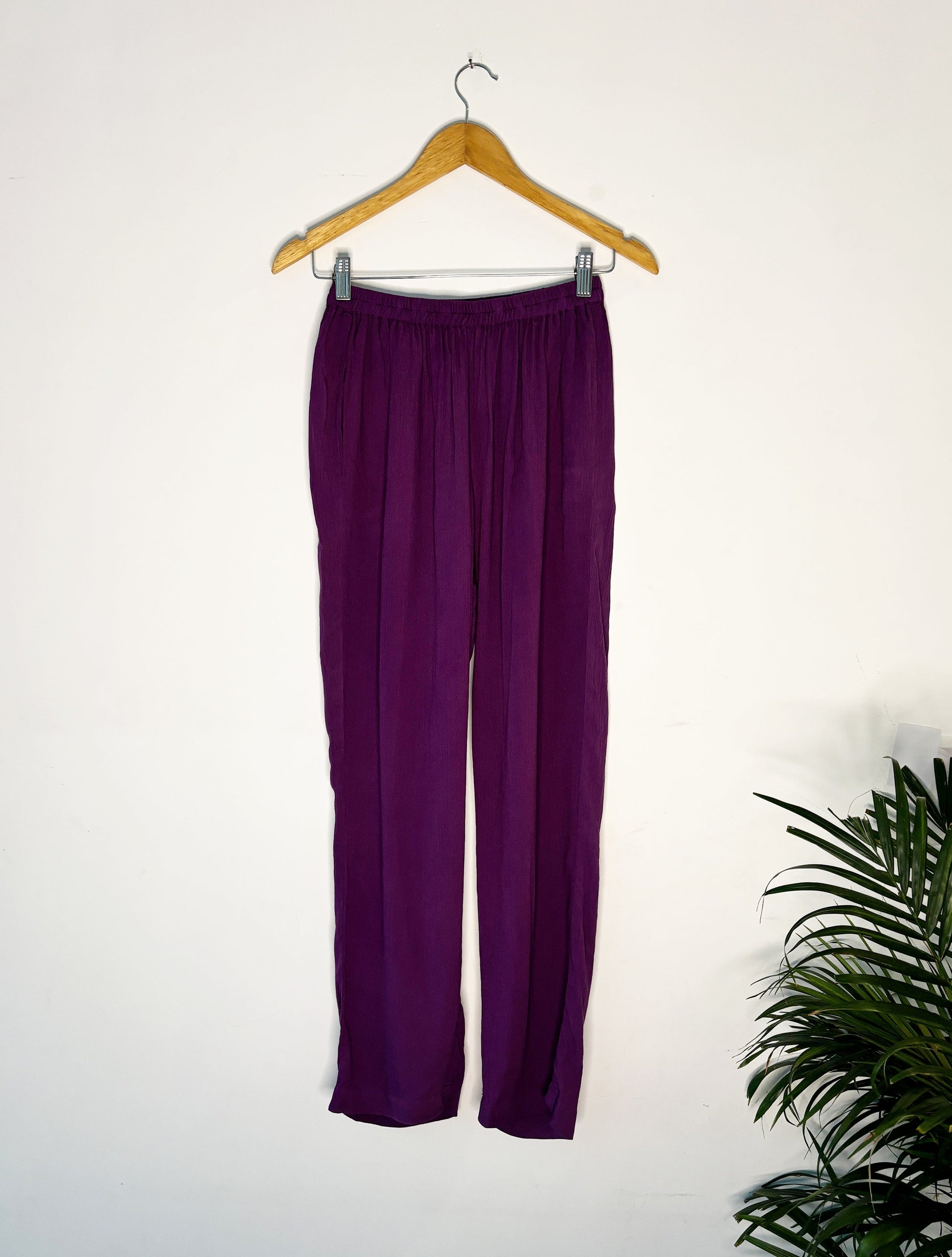 trueBrowns Purple Crinkle Pant | Swadesiicart
