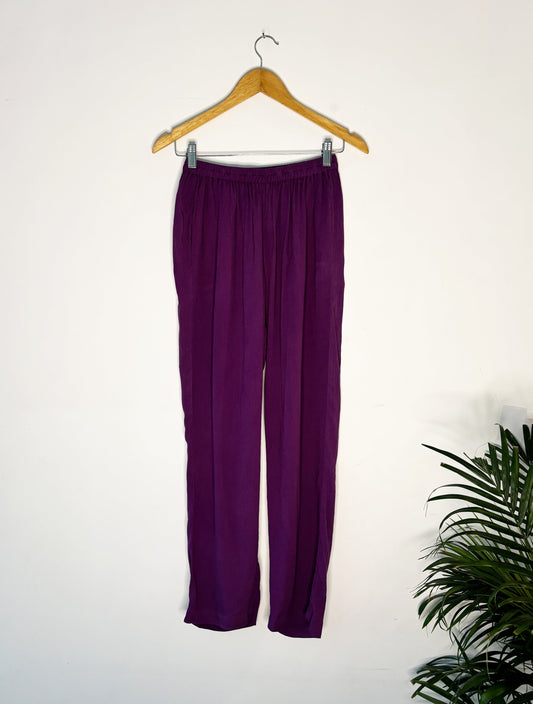 trueBrowns Purple Crinkle Pant | Swadesiicart